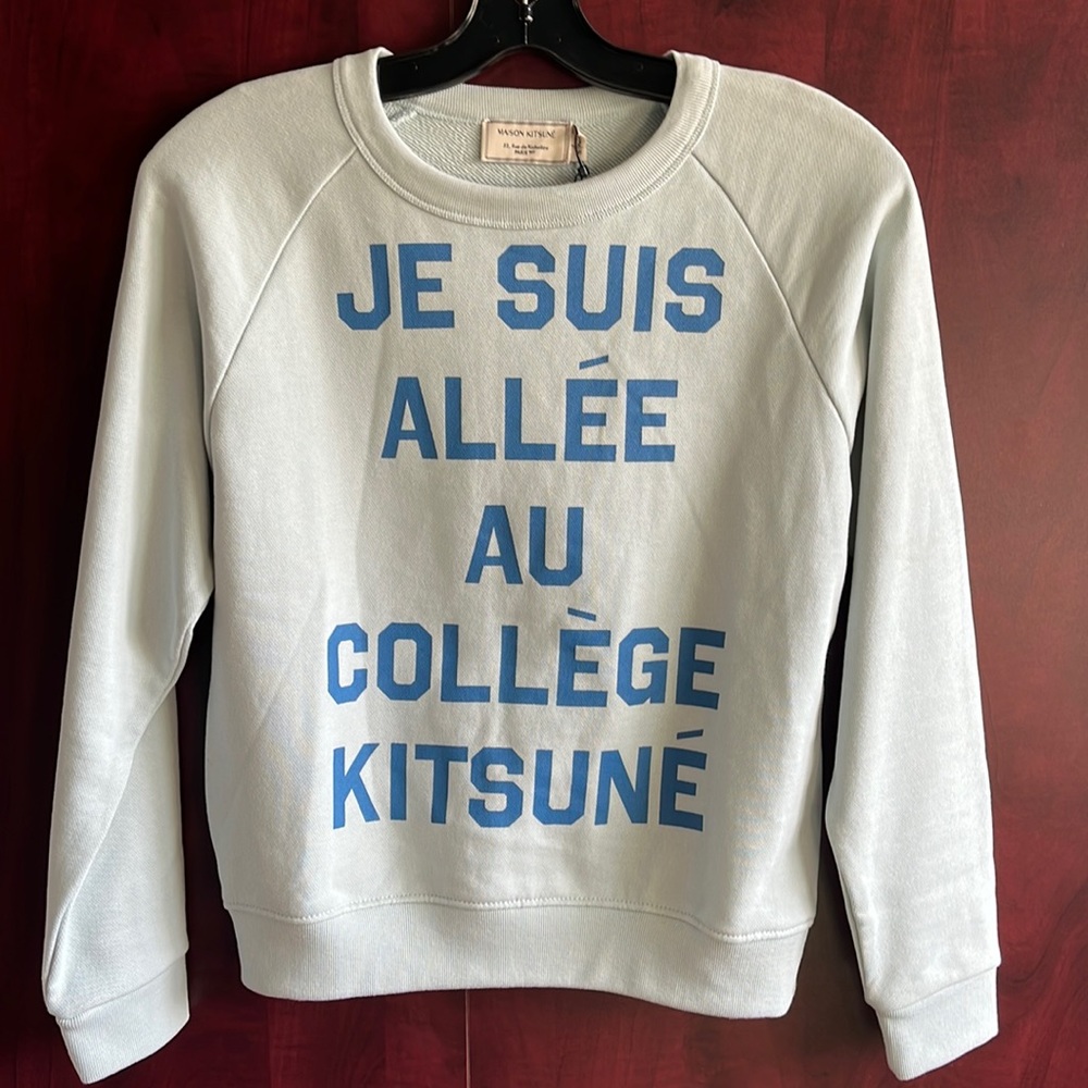NWT Women’s Maison Kitsuné sweatshirt / Small / Powder blue - Picture 1 of 9